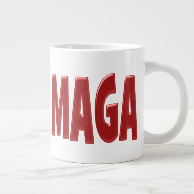 MAGA with red half text Giant Coffee Mug (Right)