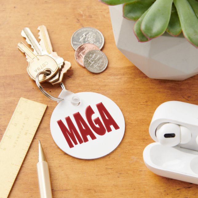MAGA with red text Keychain (Desk)