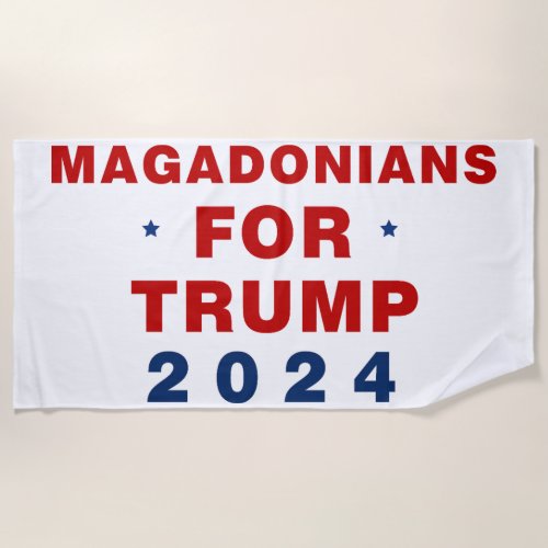 Magadonians For Trump 2024 Red Blue Beach Towel