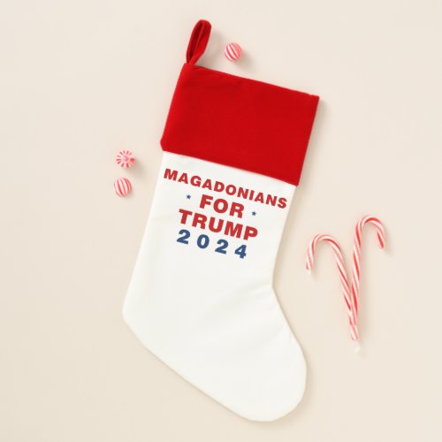 Magadonians For Trump 2024 Red Blue Christmas Stocking
