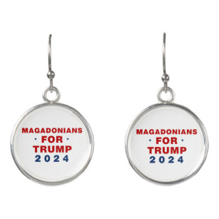 Magadonians For Trump 2024 Red Blue Earrings