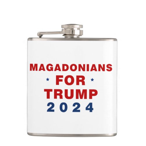 Magadonians For Trump 2024 Red Blue Flask
