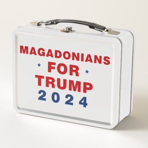 Magadonians For Trump 2024 Red Blue Metal Lunch Box
