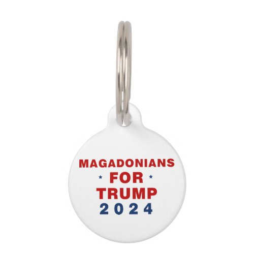 Magadonians For Trump 2024 Red Blue Pet ID Tag