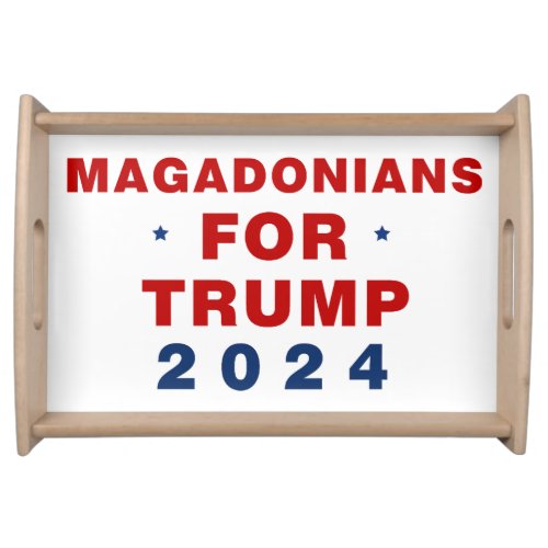Magadonians For Trump 2024 Red Blue Serving Tray