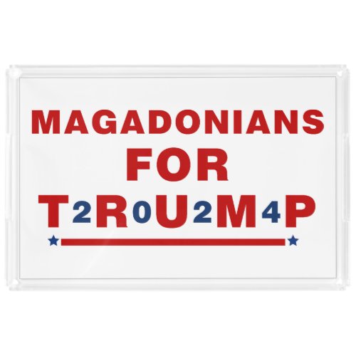 Magadonians For Trump 2024 Red Blue Star Acrylic Tray