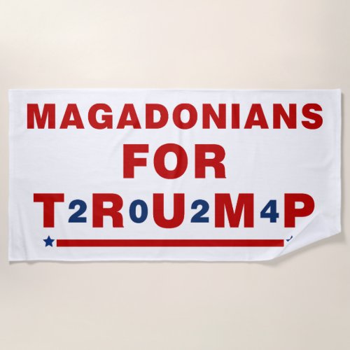 Magadonians For Trump 2024 Red Blue Star Beach Towel