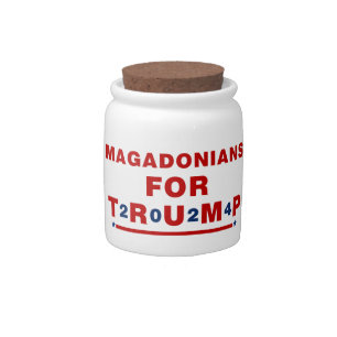 Magadonians For Trump 2024 Red Blue Star Candy Jar