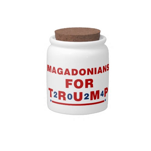 Magadonians For Trump 2024 Red Blue Star Candy Jar