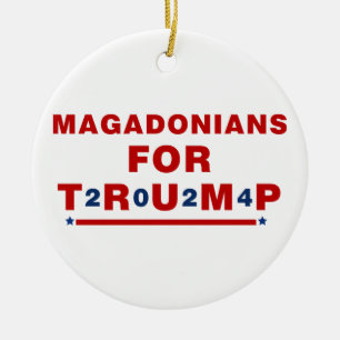 Magadonians For Trump 2024 Red Blue Star Ceramic Ornament