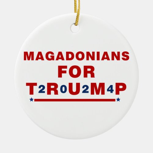 Magadonians For Trump 2024 Red Blue Star Ceramic Ornament