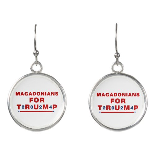Magadonians For Trump 2024 Red Blue Star Earrings