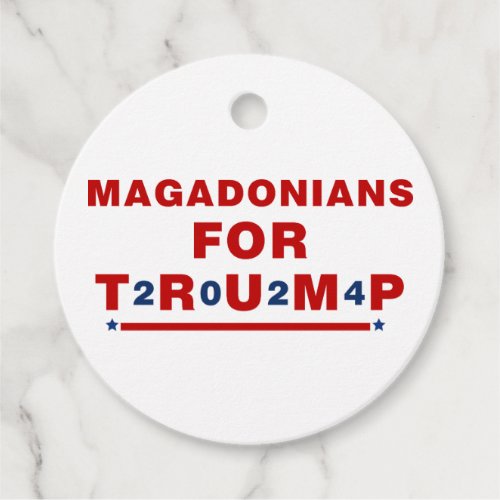 Magadonians For Trump 2024 Red Blue Star Favor Tags