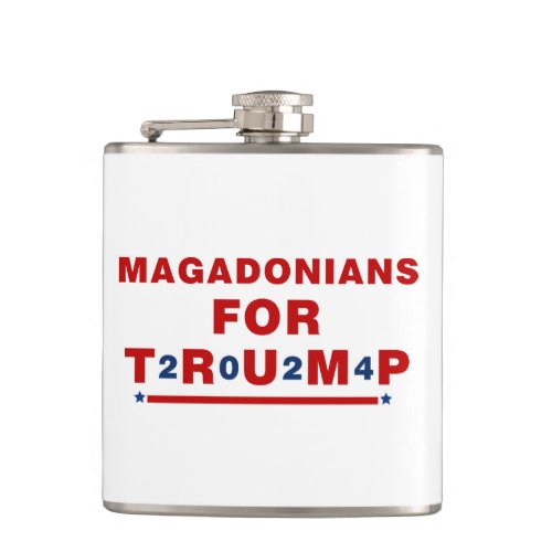 Magadonians For Trump 2024 Red Blue Star Flask