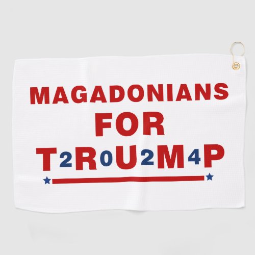 Magadonians For Trump 2024 Red Blue Star Golf Towel