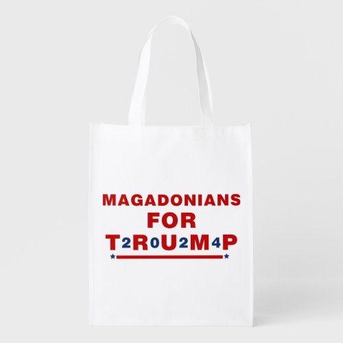 Magadonians For Trump 2024 Red Blue Star Grocery Bag
