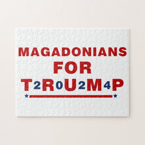 Magadonians For Trump 2024 Red Blue Star Jigsaw Puzzle