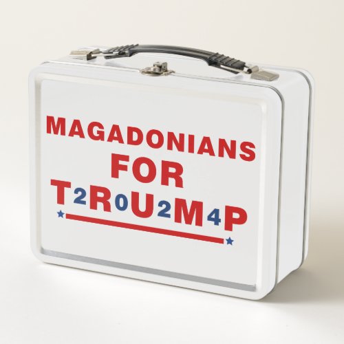 Magadonians For Trump 2024 Red Blue Star Metal Lunch Box