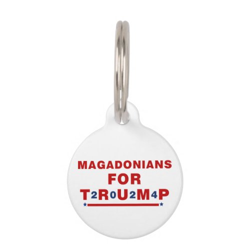 Magadonians For Trump 2024 Red Blue Star Pet ID Tag