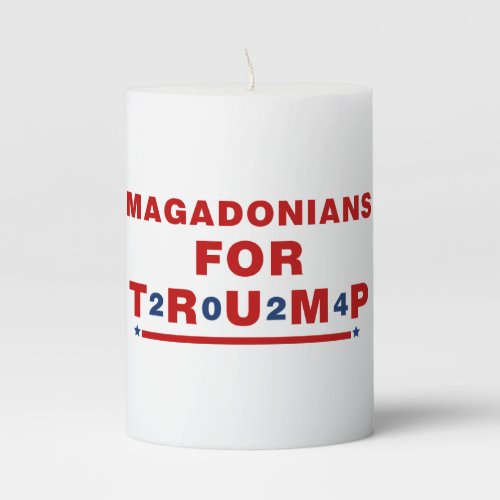 Magadonians For Trump 2024 Red Blue Star Pillar Candle