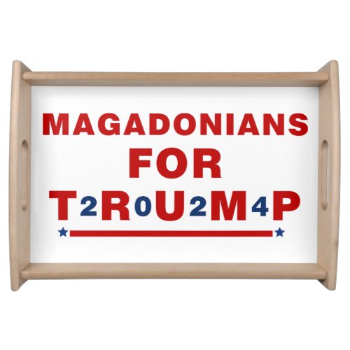 Magadonians For Trump 2024 Red Blue Star Serving Tray