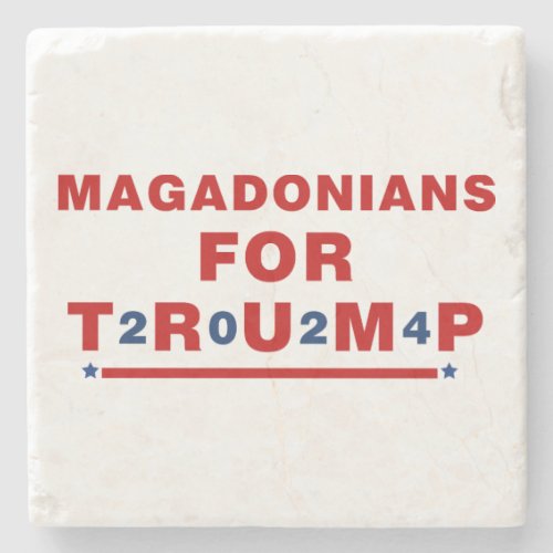 Magadonians For Trump 2024 Red Blue Star Stone Coaster