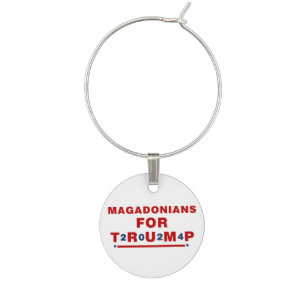 Magadonians For Trump 2024 Red Blue Star Wine Charm