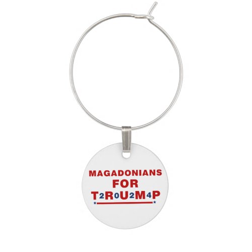Magadonians For Trump 2024 Red Blue Star Wine Charm