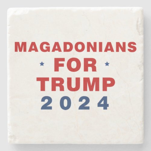 Magadonians For Trump 2024 Red Blue Stone Coaster