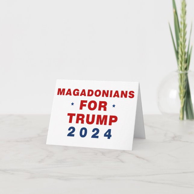 Magadonians For Trump 2024 Red Blue Thank You Card (Front)