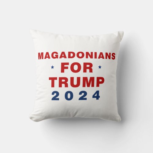 Magadonians For Trump 2024 Red Blue Throw Pillow