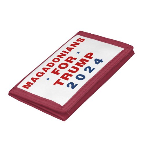 Magadonians For Trump 2024 Red Blue Trifold Wallet