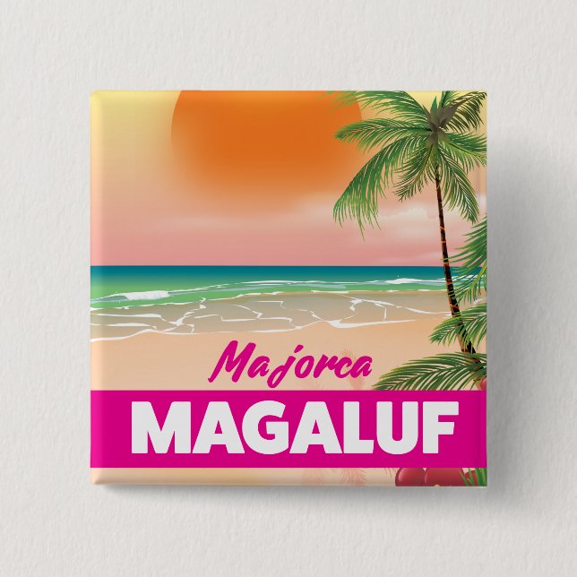 Magaluf Majorca beach travel poster Button (Front)