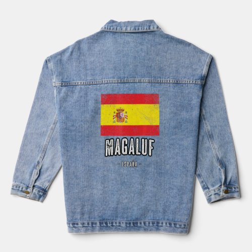 Magaluf Spain Es Flag City _ Bandera Ropa _  Denim Jacket