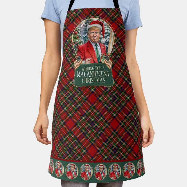 MAGAnificent Christmas MAGA Trump Tartan Apron (Creator Uploaded)
