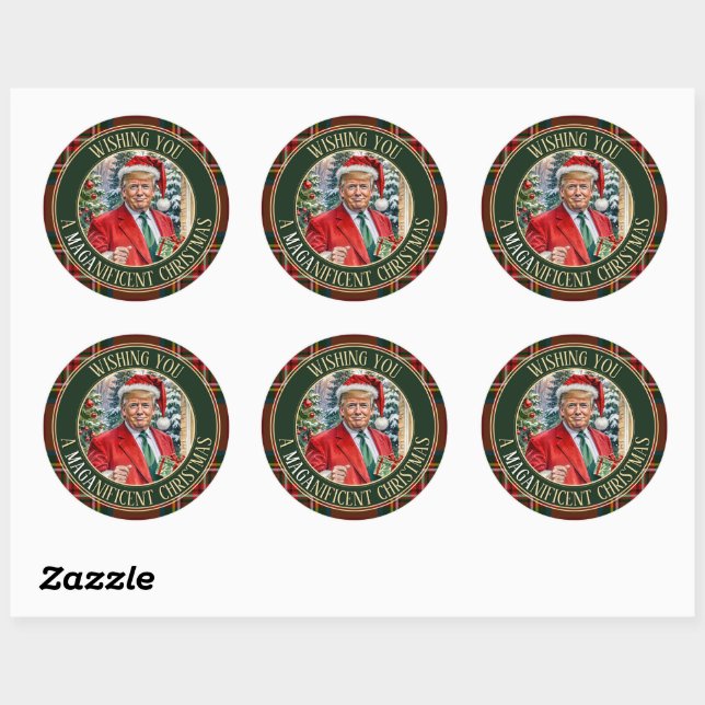 MAGAnificent Christmas Santa Claus Trump MAGA Classic Round Sticker (Sheet)