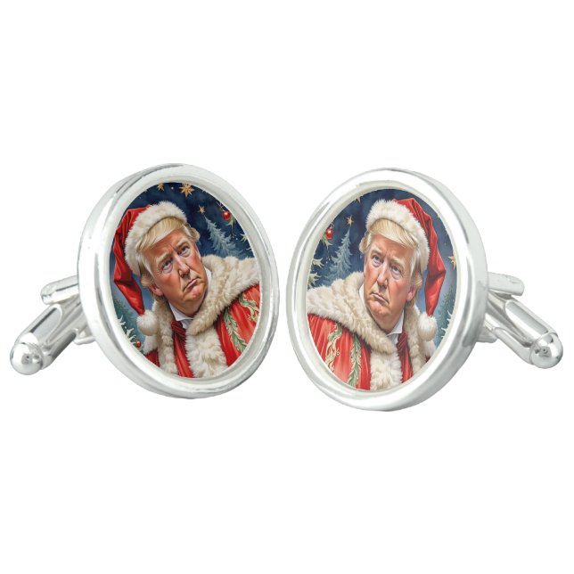Maganificent Christmas Santa Claus Trump MAGA Cufflinks (Angled)