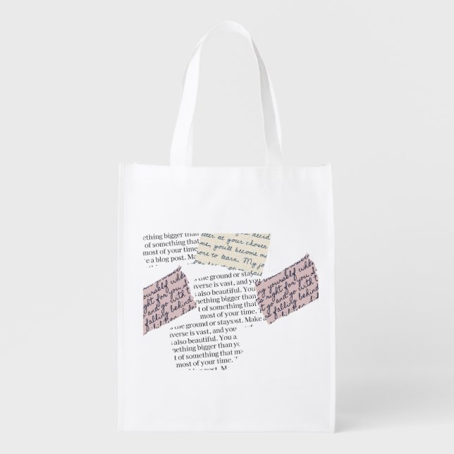 Magazine Aesthetic – Retro Editorial Style Grocery Bag (Front)