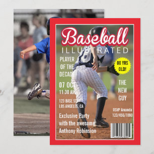 Magazine Celebrity Baseball Birthday Party Photo Invitation