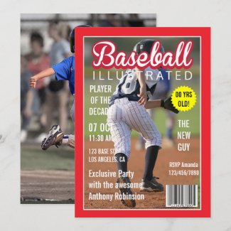 Magazine Celebrity Baseball Birthday Party photo Invitation