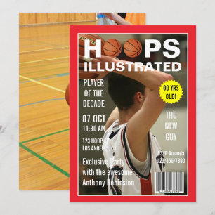 Magazine Celebrity Basketball Birthday Party photo Invitation