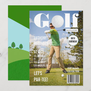 Magazine Celebrity Golf Birthday Party Photo Invitation