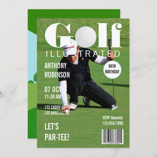 Magazine Celebrity Golf Birthday Party photo Invitation