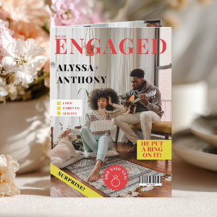Magazine cover 4 photos engagement announcement