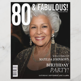 Magazine Cover 80th Birthday Welcome Sign Flyer