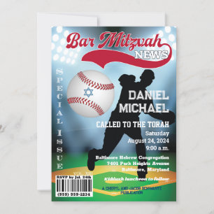 Magazine Cover Baseball Bar Mitzvah Invitation