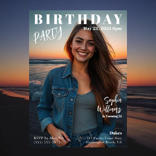 Magazine Cover Beach Birthday Invitation