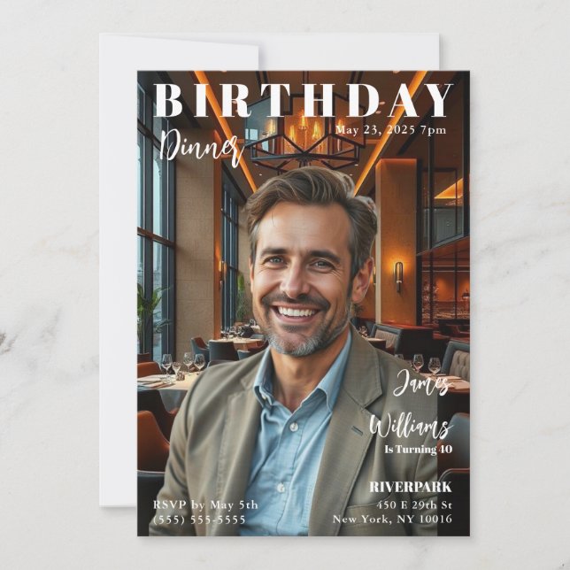 Magazine Cover Birthday Dinner Invitation (Front)