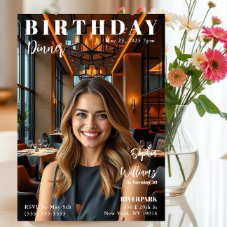 Magazine Cover Birthday Dinner Invitation