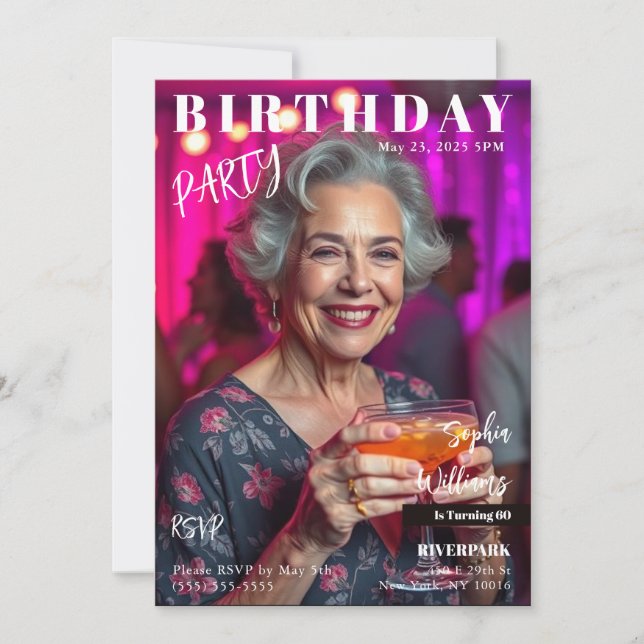 Magazine Cover Birthday Invitation (Front)